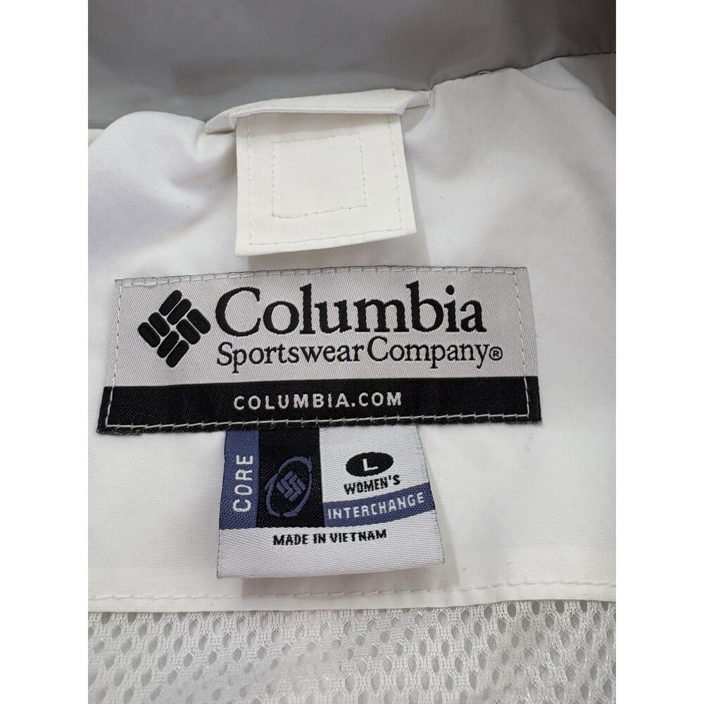 Columbia Woman’s Core White Blue Interchange Coat Zipped Pockets Large - Picture 2 of 10